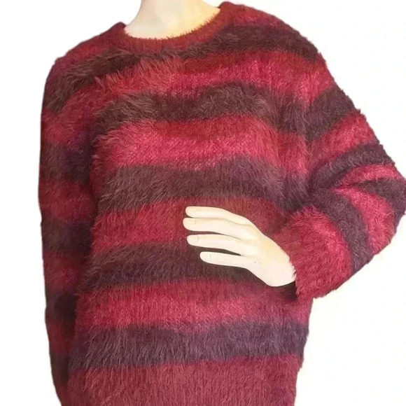 Savage crewneck fuzzy texture long sleeve sweater l. - Picture 4 of 16